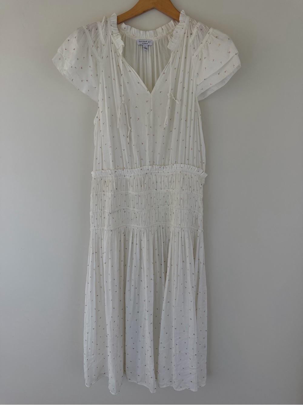 Current Air White Midi Dress with Tiny Rose Gold Print